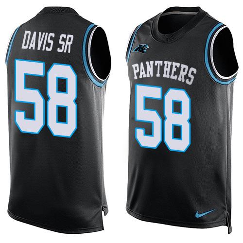 Nike Panthers #58 Thomas Davis Sr Black Team Color Men's Stitched NFL Limited Tank Top Jersey - Click Image to Close
